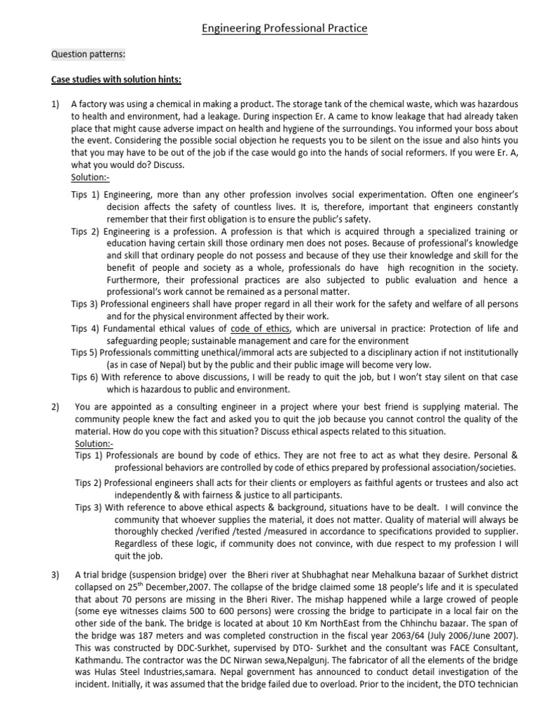 Engineering Ethics Case Study Analysis | PDF | Engineer | Conflict Of ...