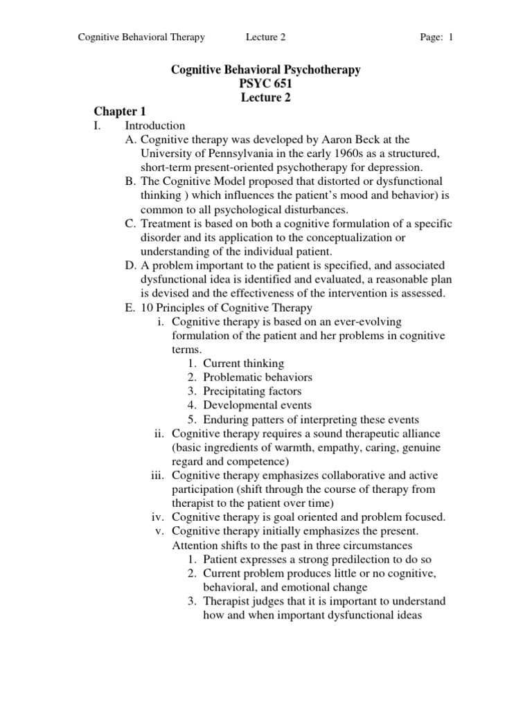 Cognitive Behavioral Therapy Overview | PDF | Cognitive Therapy ...