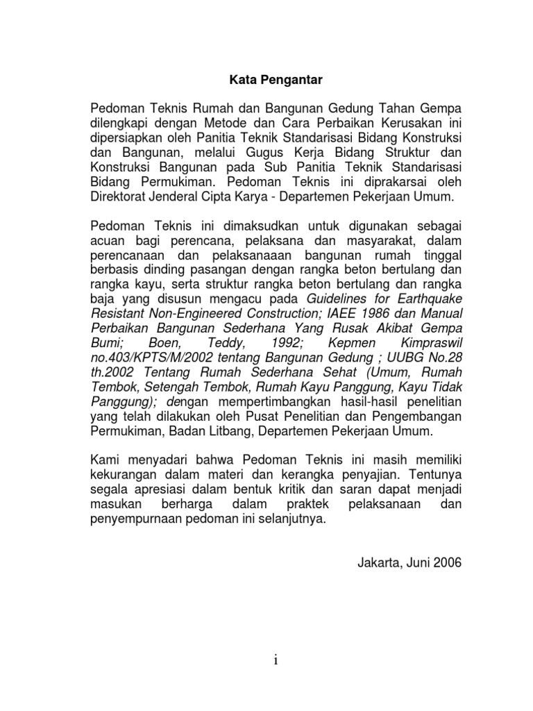 Pedoman Teknis Rumah Dan Bangunan Gedung Tahan Gempa