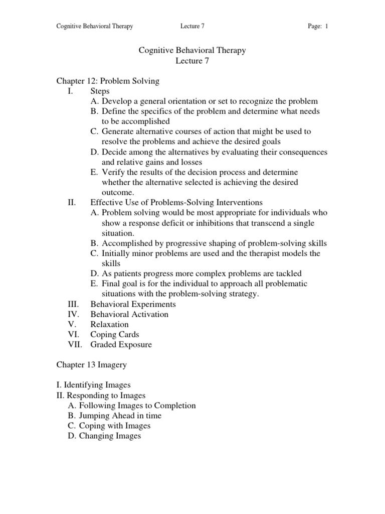 Cognitive behavioural psychotherapy lecture 7 pdf behaviour therapy