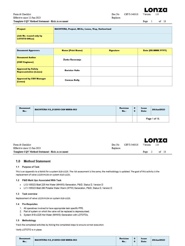 Appendix 1 RAMS 818-U225 | PDF | Risk | Personal Protective Equipment