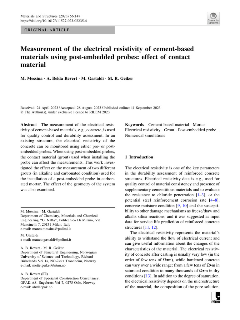Measurement of The Electrical Resistivity of Cement-Based Materials ...