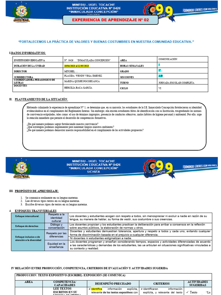 Eda 2 Comu 1° | PDF | Aprendizaje