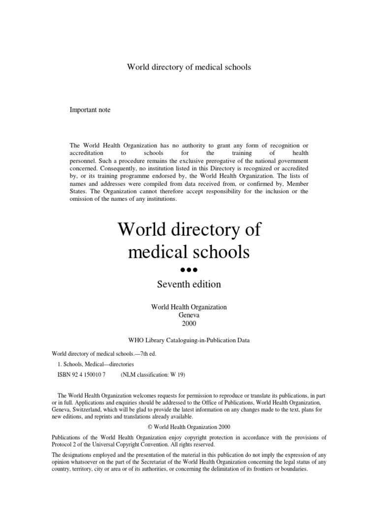 WHO Medical Schools PDF Medical School Academic Degree