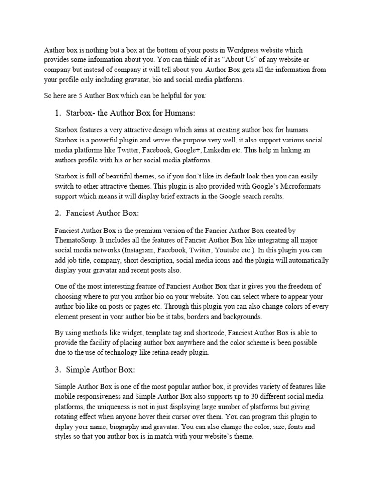 5 Best Author Box Plugin For Wordpress | PDF | Word Press | Popular ...