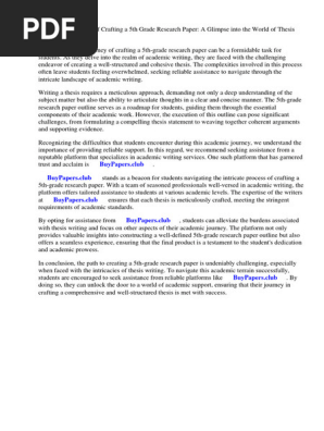 5th Grade Research Paper Outline Example