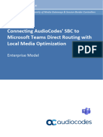 Mediant SBC To Microsoft Teams Direct Routing With Local Media Optimization