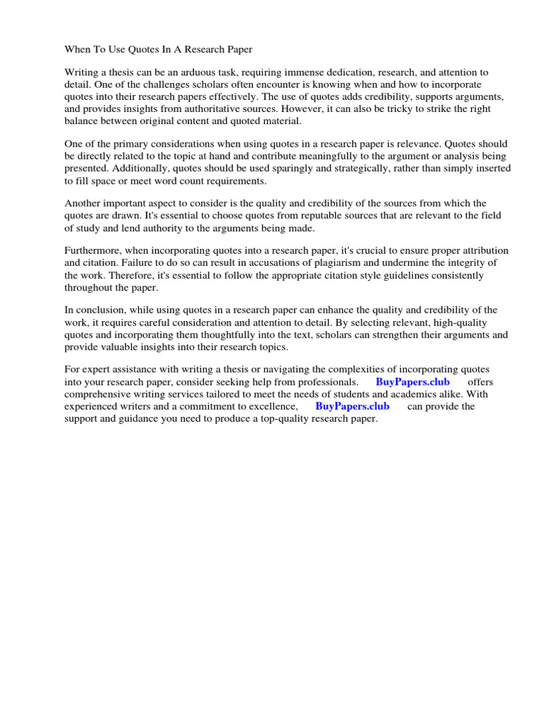 How To Use Quotes In A Research Paper