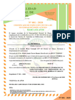 Certificado de Inspeccion Itse #001 - La Bodega