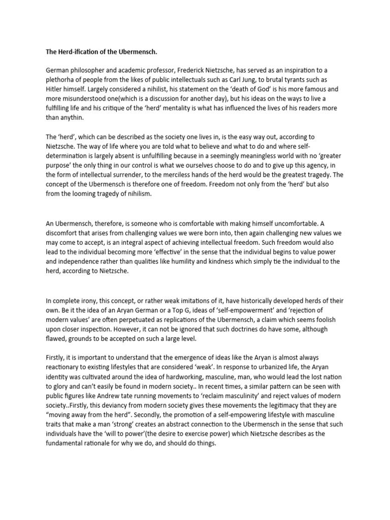 The Herd-Ification of The Ubermensch. | PDF | Nihilism | Friedrich ...