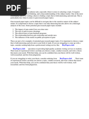Gun Research Paper Topics