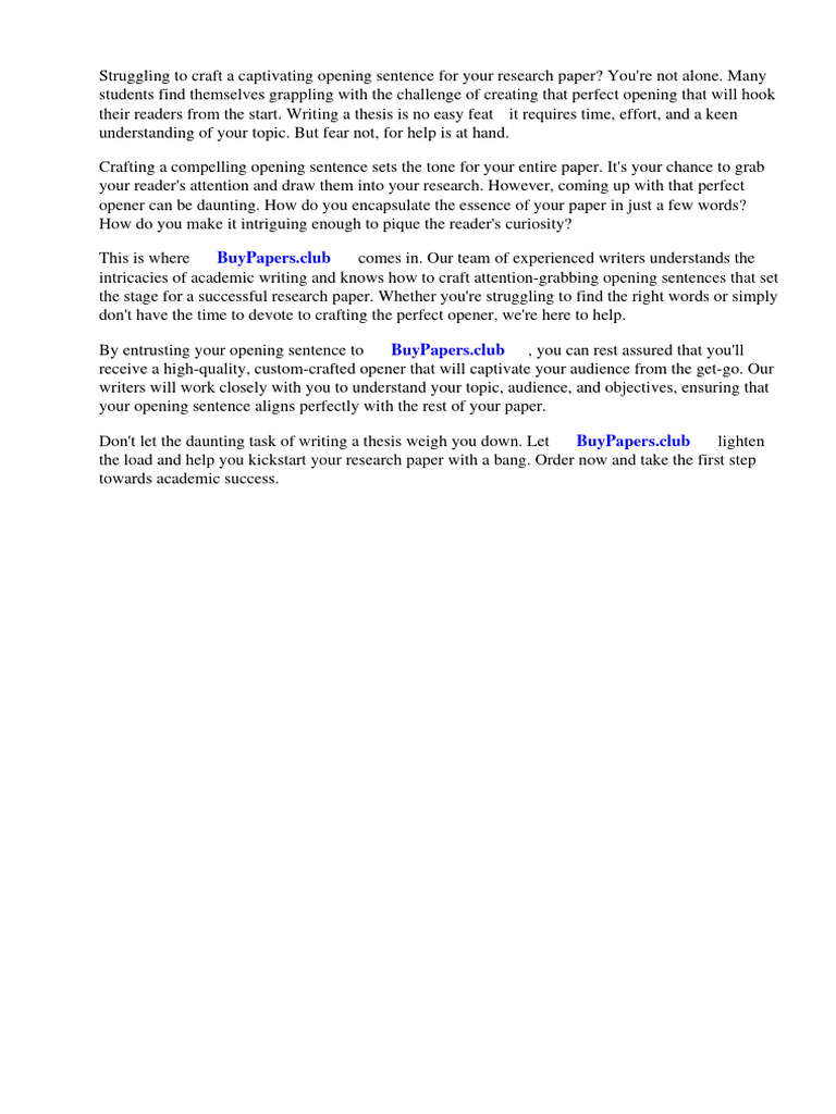 Good Opening Sentences For Research Papers PDF Essays
