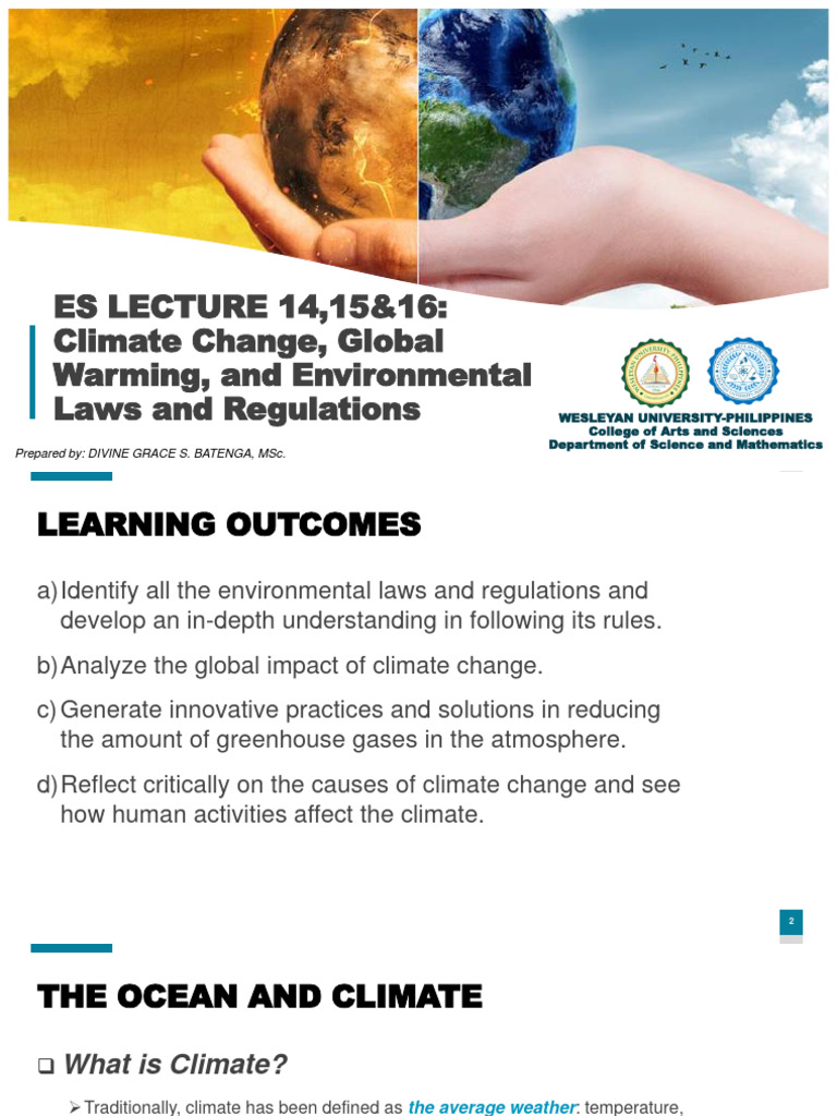 ES LECTURE 141516 - Climate Change Global Warming and Environmental ...