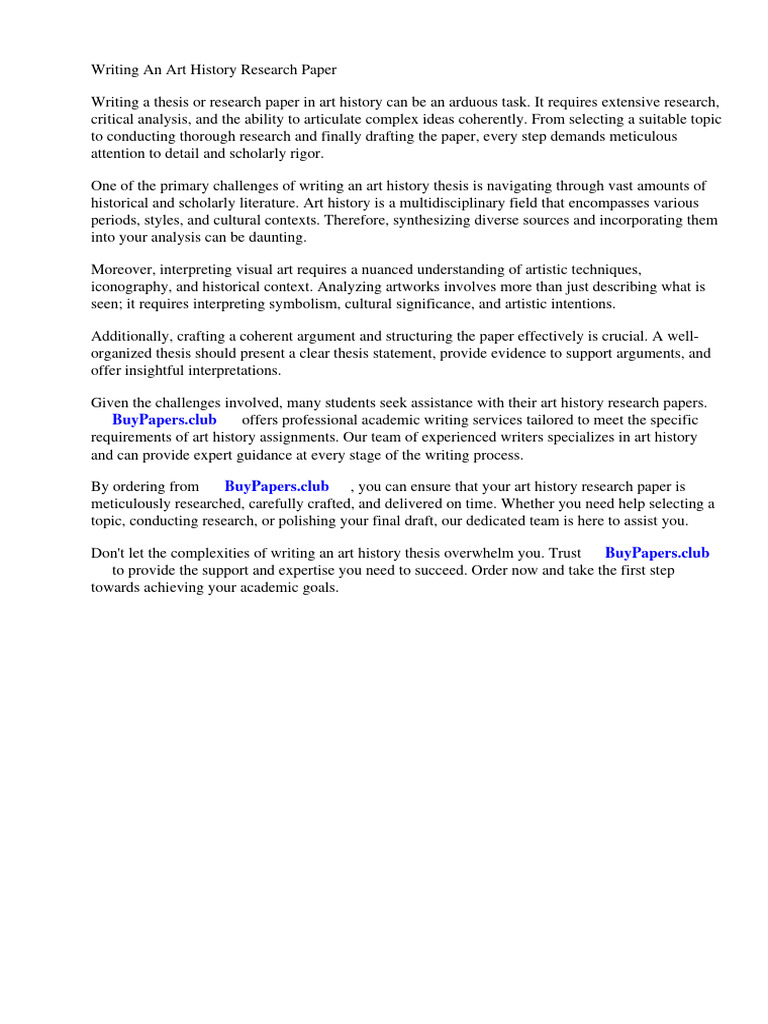 Writing An Art History Research Paper Download Free PDF Essays