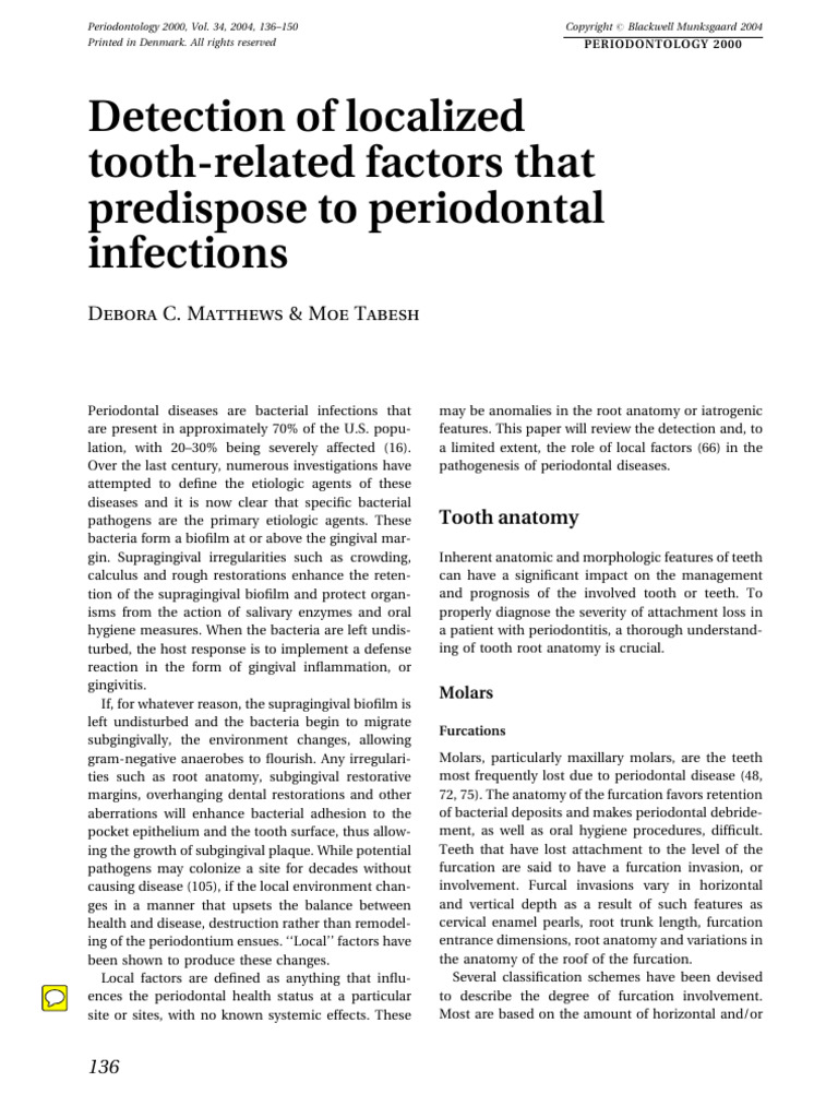 136 Detection of Localized Tooth-Related Factors That Predispose To ...