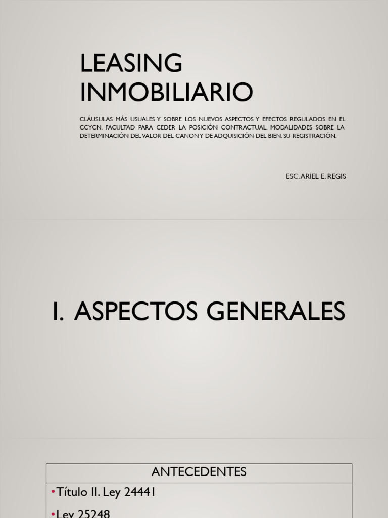 1) PPT. Regis - LEASING Inmobiliario | PDF | Propiedad | Bancos