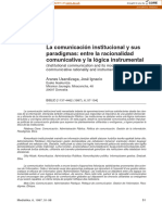 La Comunicación Institucional y Sus Paradigmas: Entre La Racionalidad Comunicativa y La Lógica Instrumental