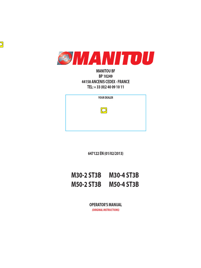 Manitou Lift Truck Operator Manual | PDF | Forklift | Elevator