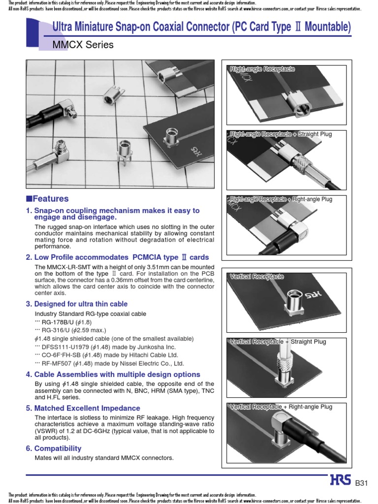 MMCX Connector Specifications Guide | PDF | Electrical Connector ...