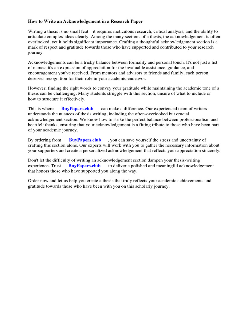 How to Write an Acknowledgement in a Research Paper | PDF | Thesis ...
