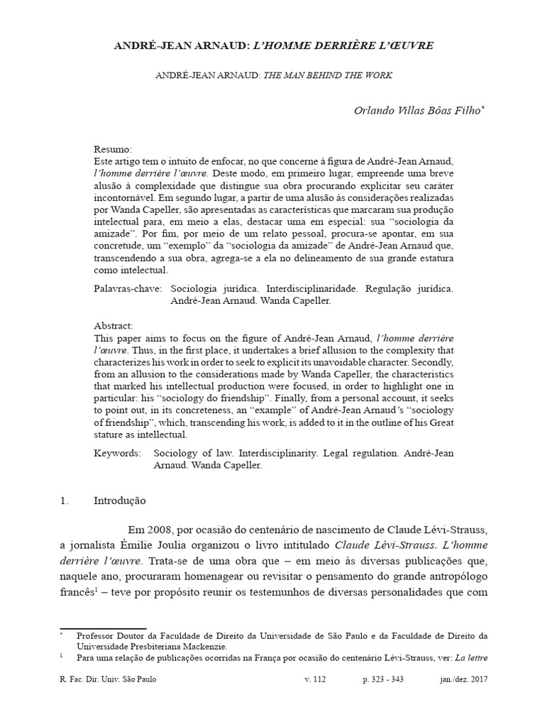 André-Jean Arnaud e a Sociologia da Amizade | PDF | Antropologia ...