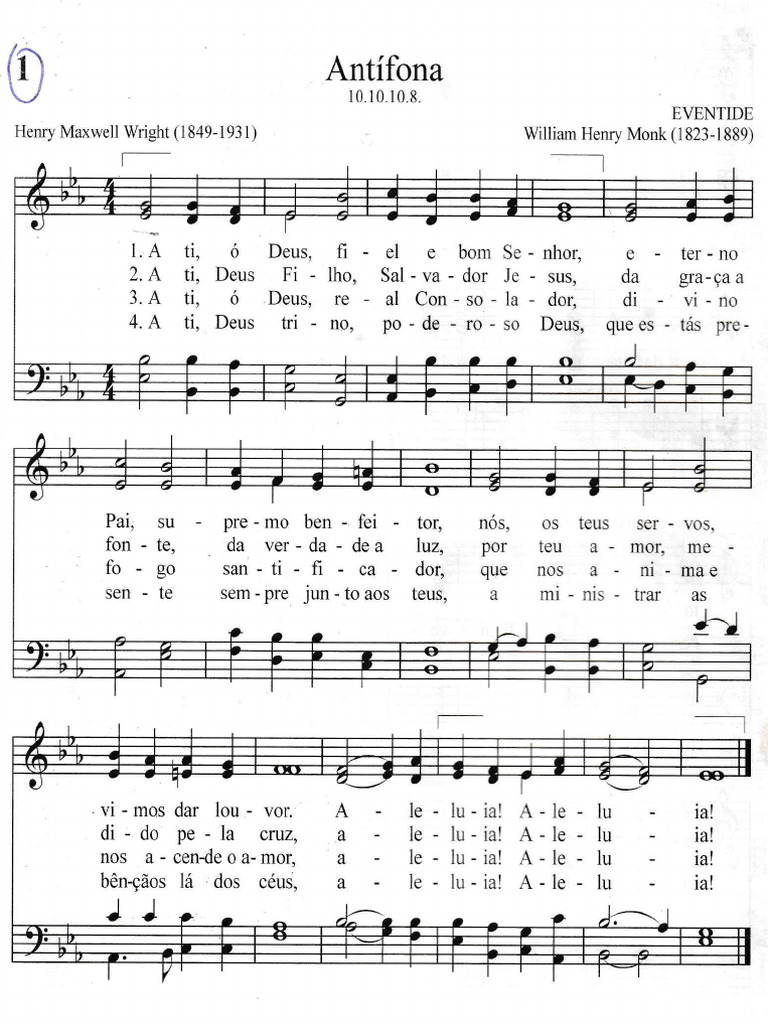 Partitura Cantor Cristão Hino 001 Antífona Pdf