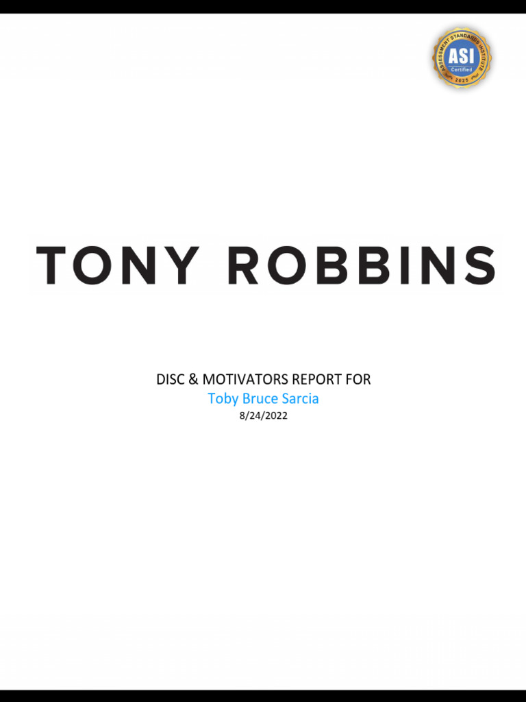 Sarcia Toby Bruce DISC and Motivators | PDF | Cronbach's Alpha ...