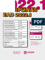 Calendário EAD - Disciplinas 2022.1