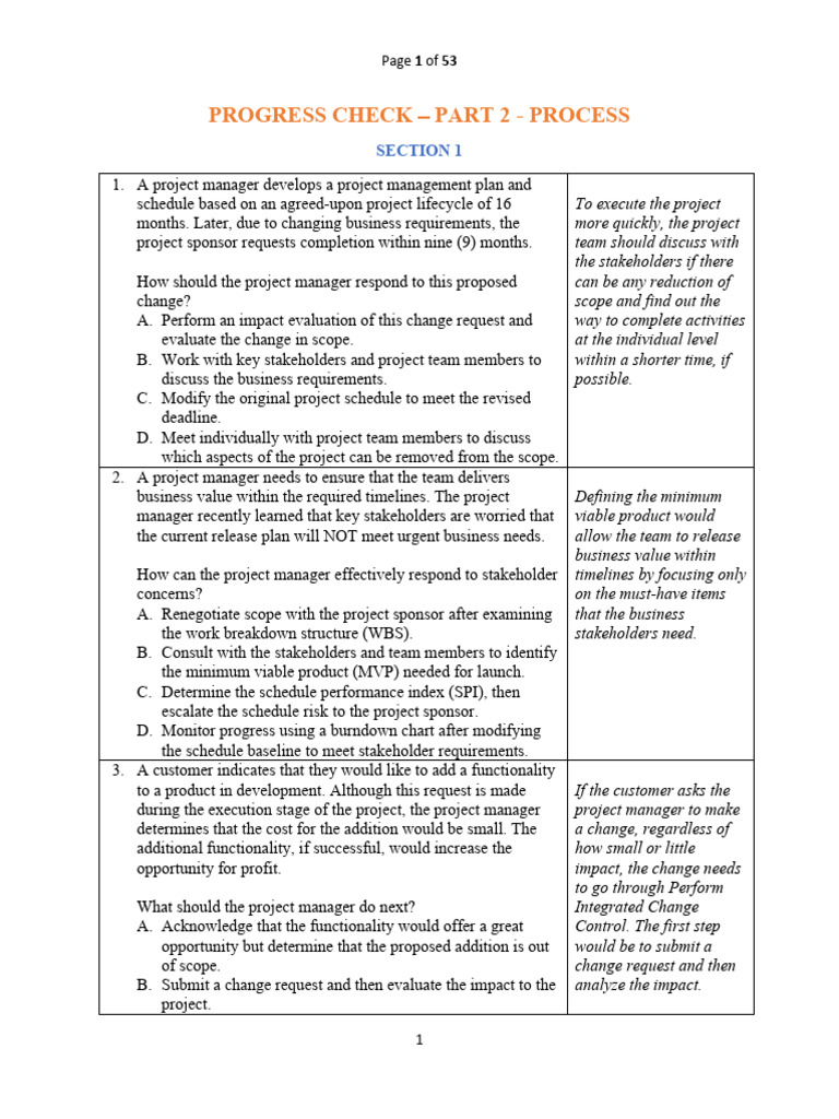Part 2 - Process Progress Check-1 | PDF | Risk | Risk Management