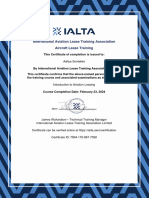 Aditya Introduction To Aviation Leasing IALTA Course Certificate IALTA