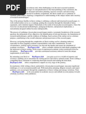 Lesson Plan Research Paper Outline