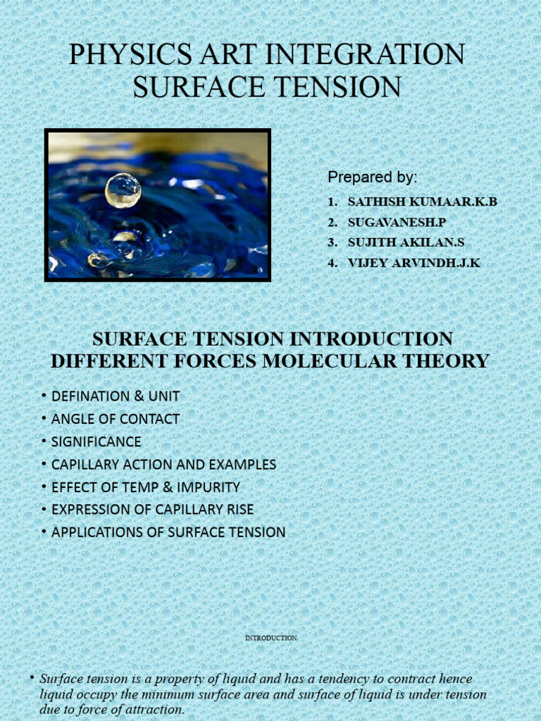 Surface Tension | Download Free PDF | Angle | Surface Tension