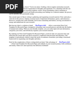 Note Card Template for Research Paper