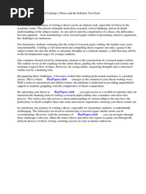 Research Paper Outline for Elementary Students