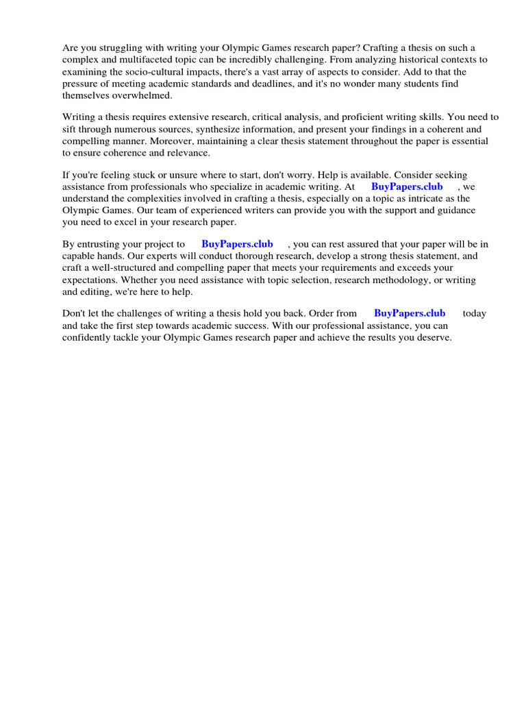 Olympic Games Research Paper PDF Olympic Games Sports