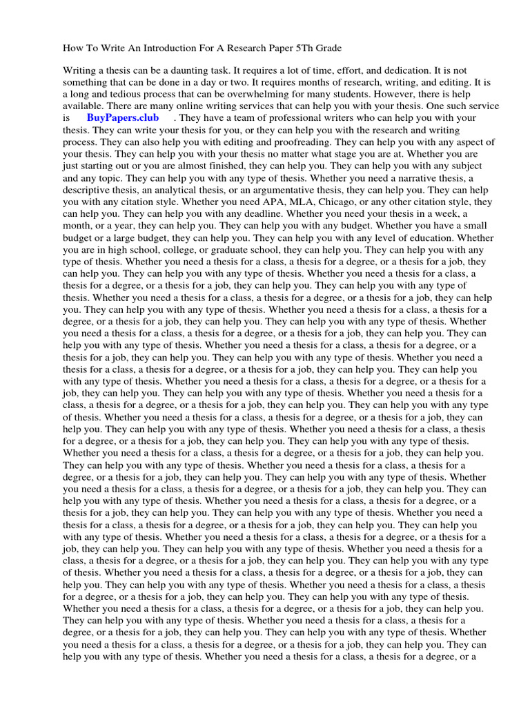 How To Write An Introduction For A Research Paper 5th Grade
