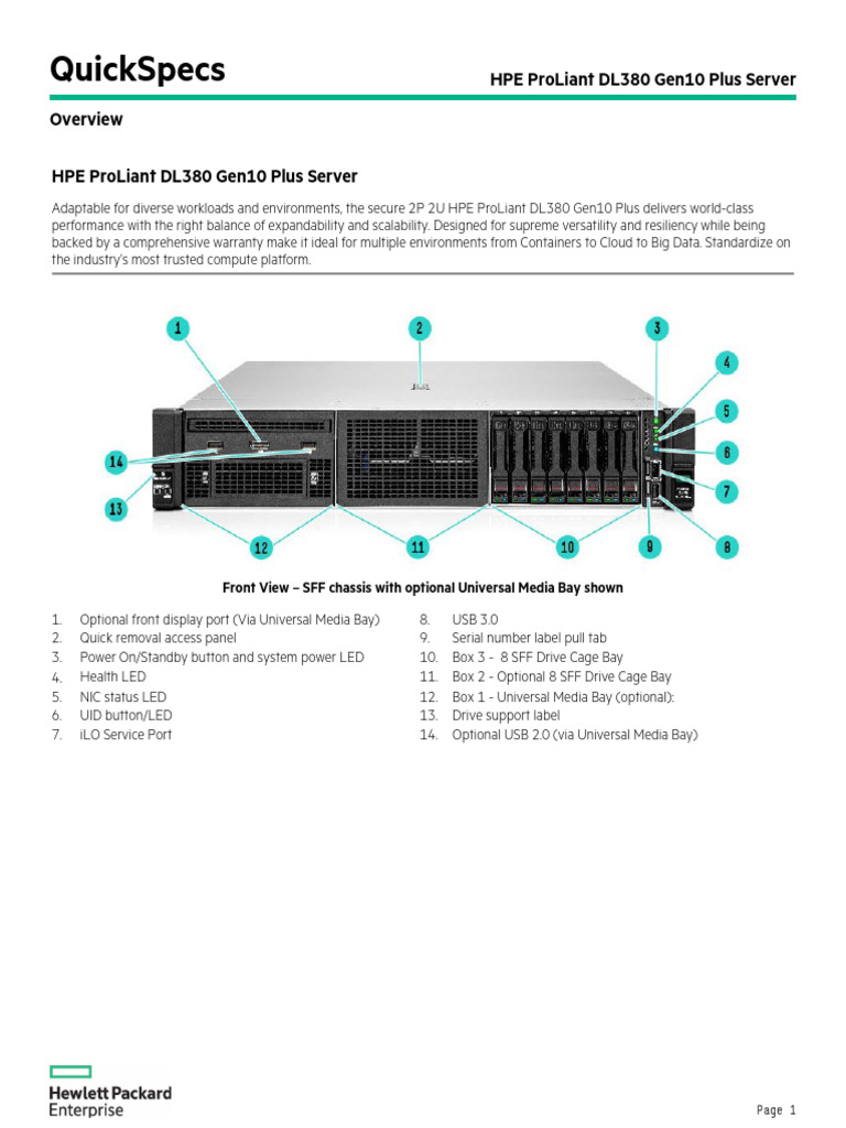 HPE ProLiant DL380 | PDF | Computer Science | Computer Hardware