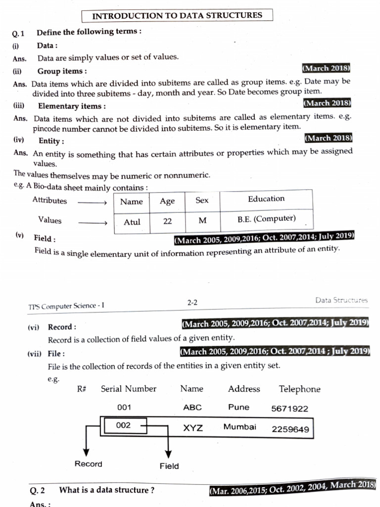 Data Structures (Paper 1) 2017-2020 | PDF