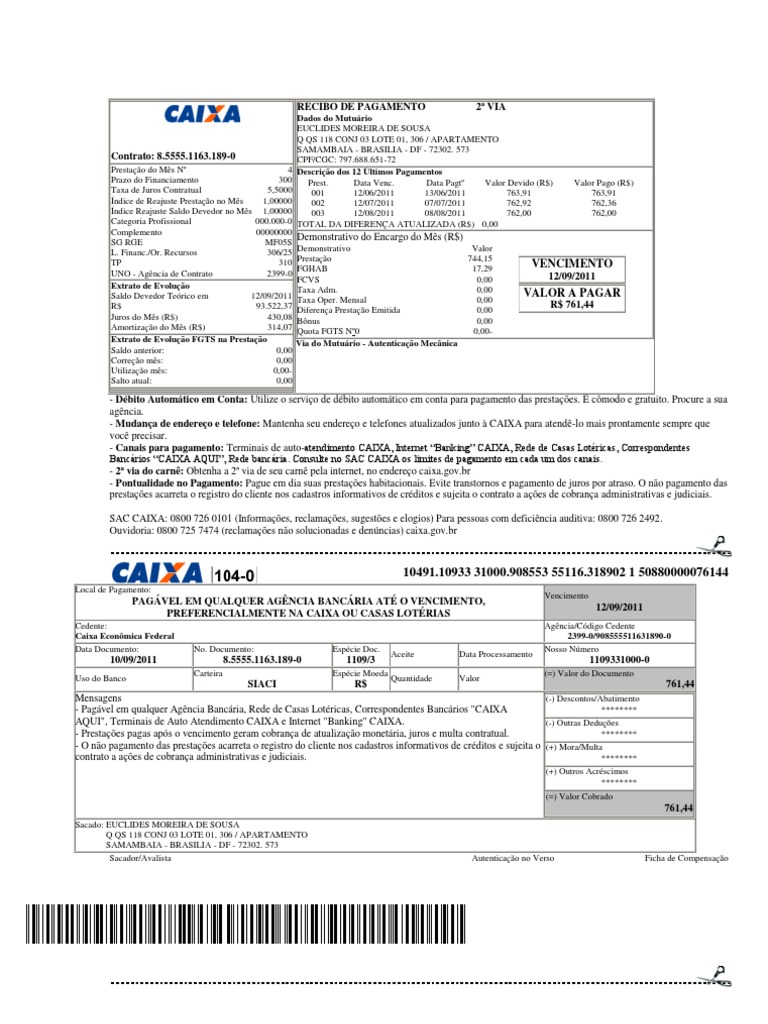 2ª Via do Boleto Caixa Habitação | PDF | Juros | Serviços financeiros
