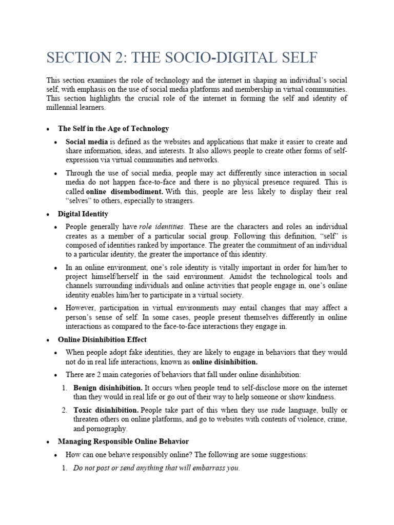Understanding the Socio-Digital Self | PDF | Identity (Social Science ...