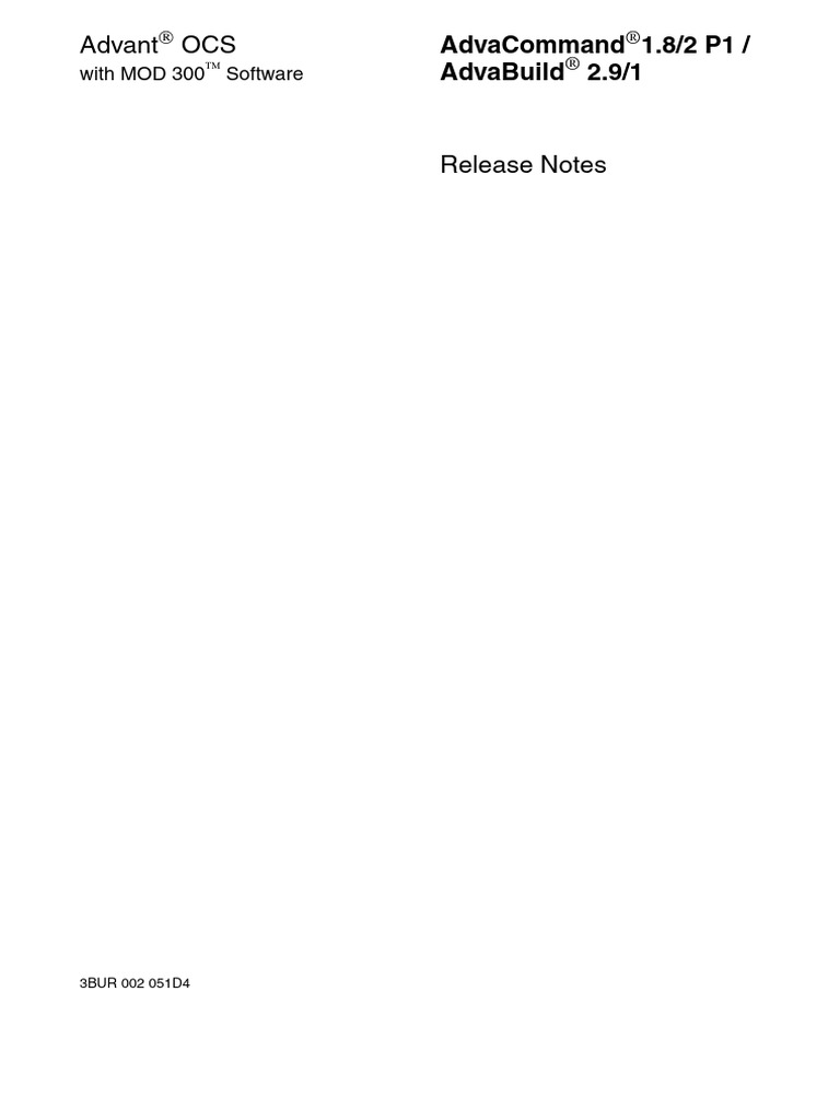3BUR002051D4 - en AdvaCommand 1.8 2 P1 AdvaBuild 2.9 1 Release Notes ...