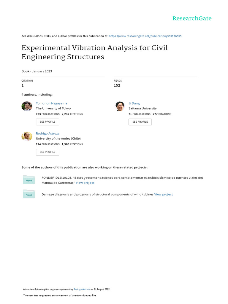 Experimental Vibration Analysis For Civil Engineering Structures | PDF ...