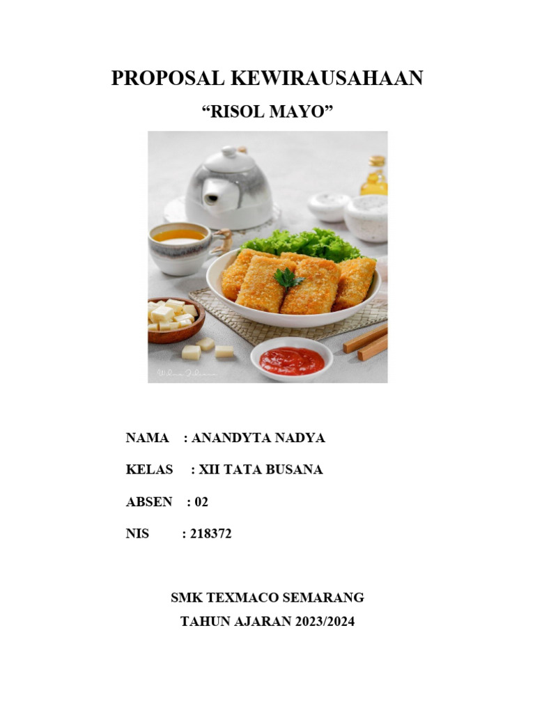 Proposal Usaha Risol Mayo 2024 | PDF | Memasak, Makanan, & Anggur ...