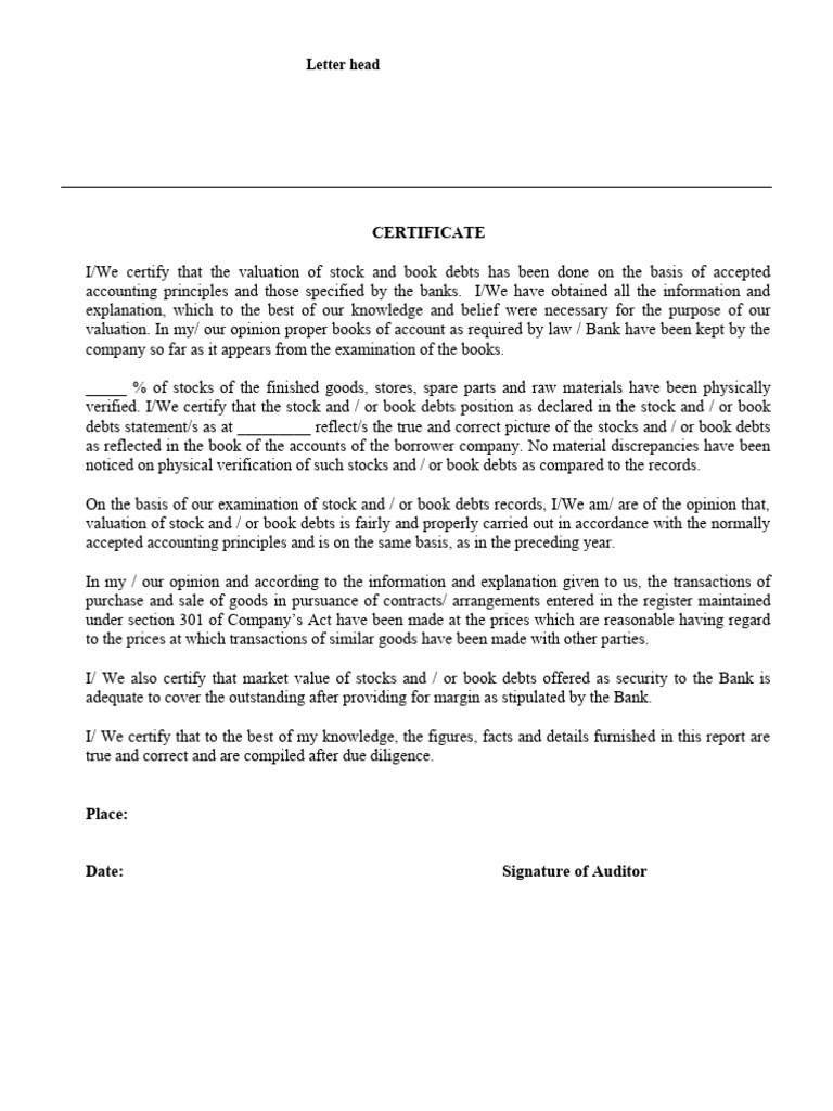 Audit Form | PDF | Valuation (Finance) | Stocks