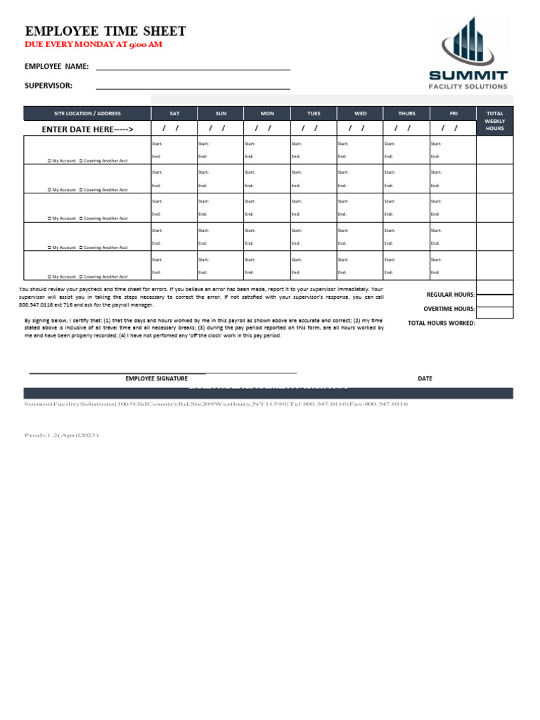 Spanish Employee Timesheet Template | PDF | Payroll | Factor Income ...