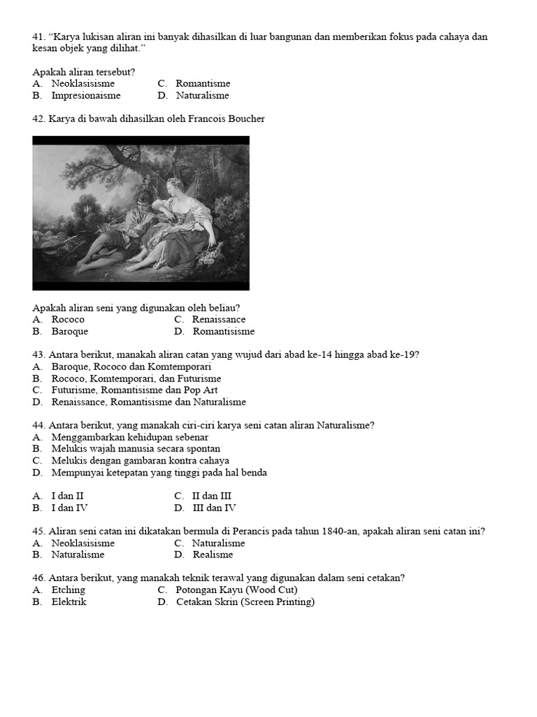 Catan Aliran Naturalisme dan Rococo | PDF