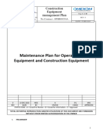 Maintenance Plan For Operational Equipment and Construction Equipment