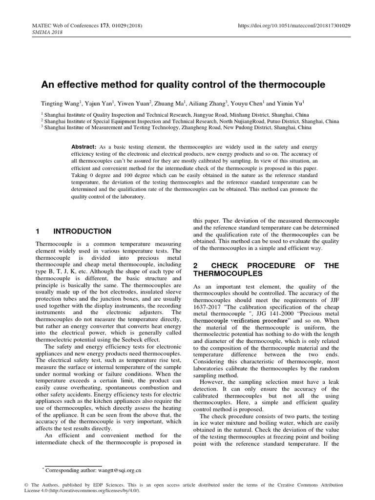 An Effective Method For Quality Control of The The | PDF | Thermocouple ...