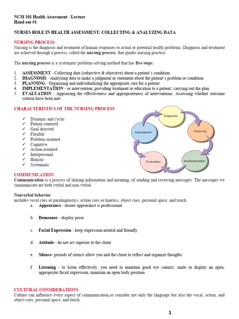 Health Assessment Lecture Week 1 & 2 | PDF | Dermatitis | Skin