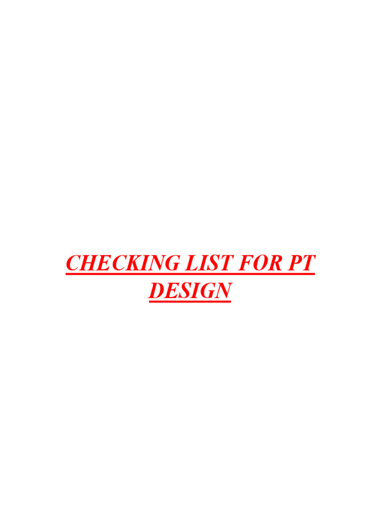 Checking List for Pt Design | PDF